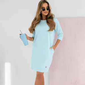 🌸 Round Neck 3/4 Sleeve Dress with Pockets