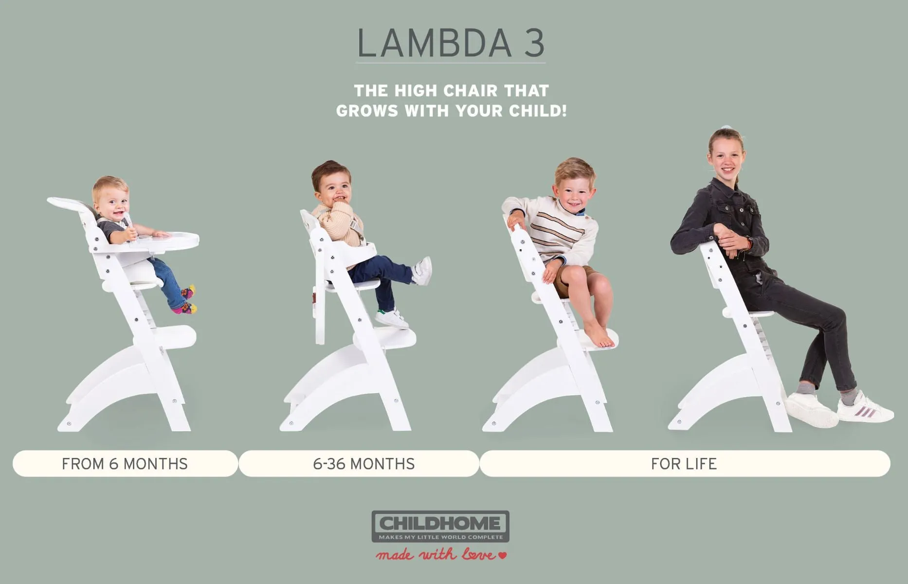 [1 yr local warranty] Childhome Lambda 3 Baby High Chair   Feeding Tray - Anthracite