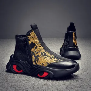 2024 Men’s Spring High-Top Sneakers – Trendy National Style Thick Sole Sports Casual Boots