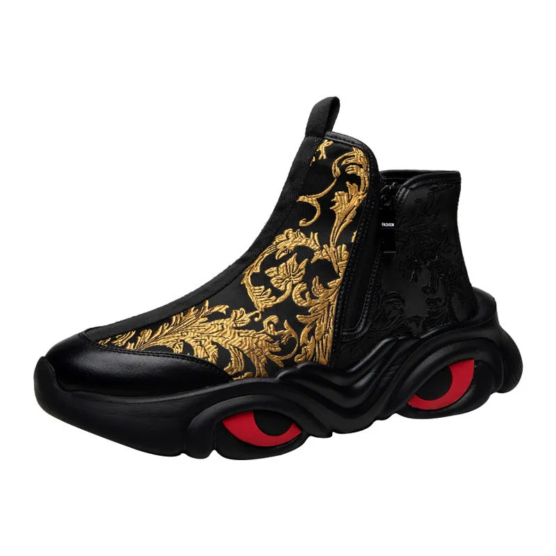2024 Men’s Spring High-Top Sneakers – Trendy National Style Thick Sole Sports Casual Boots