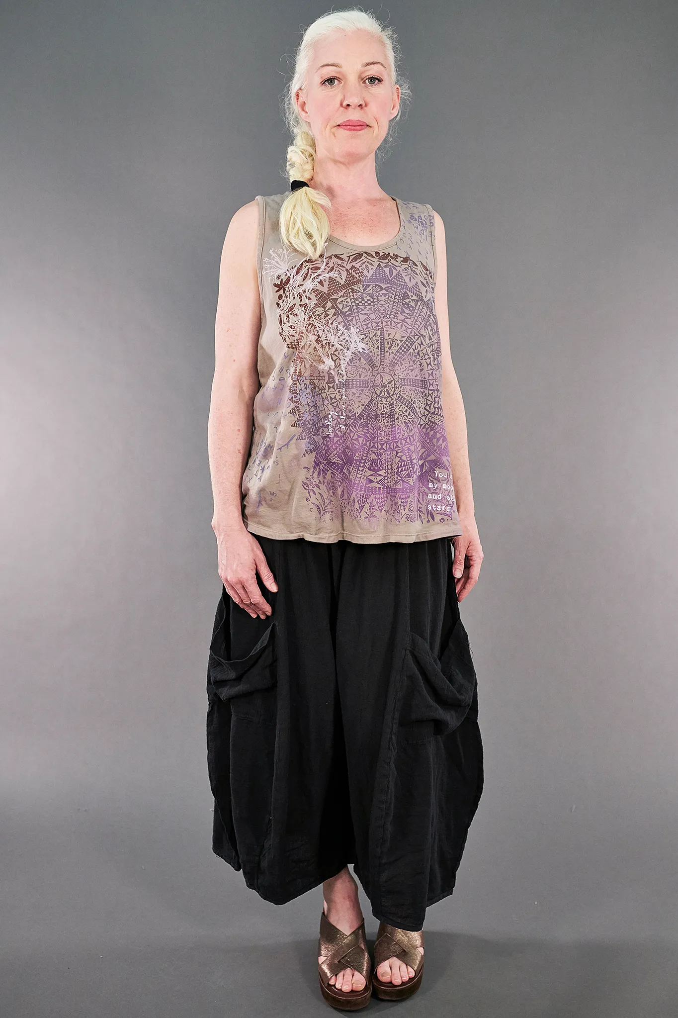 3242 Cropped Pocket Gauze Mojo Pant Black-U