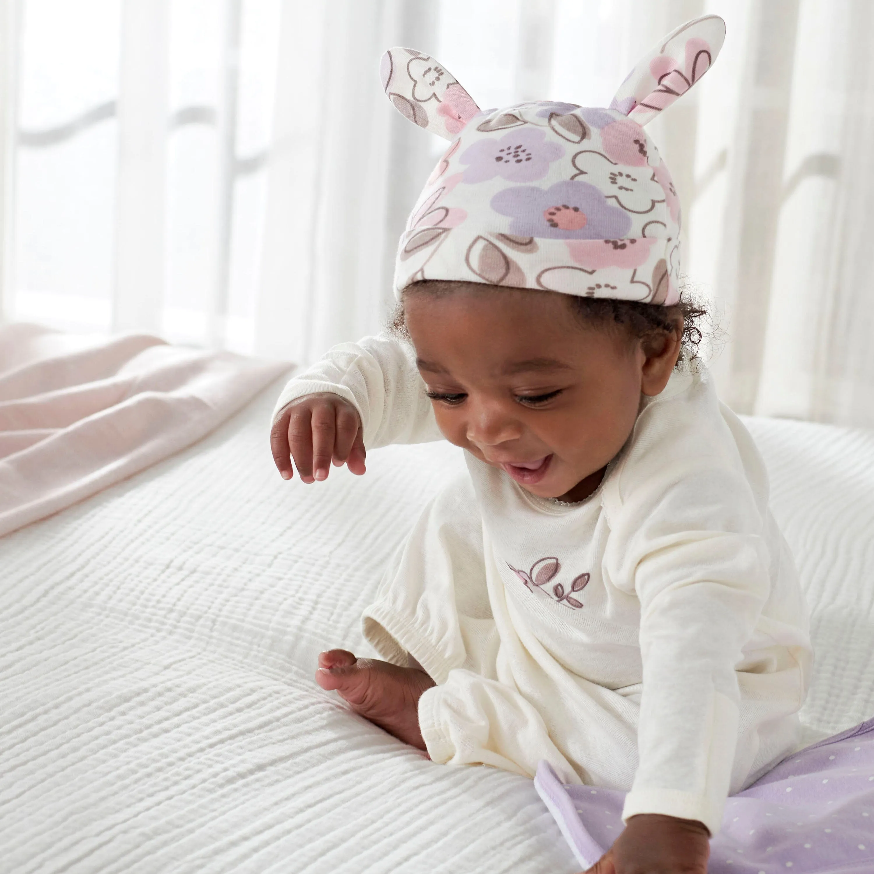 4-Pack Baby Girls Bunny Ballerina Caps