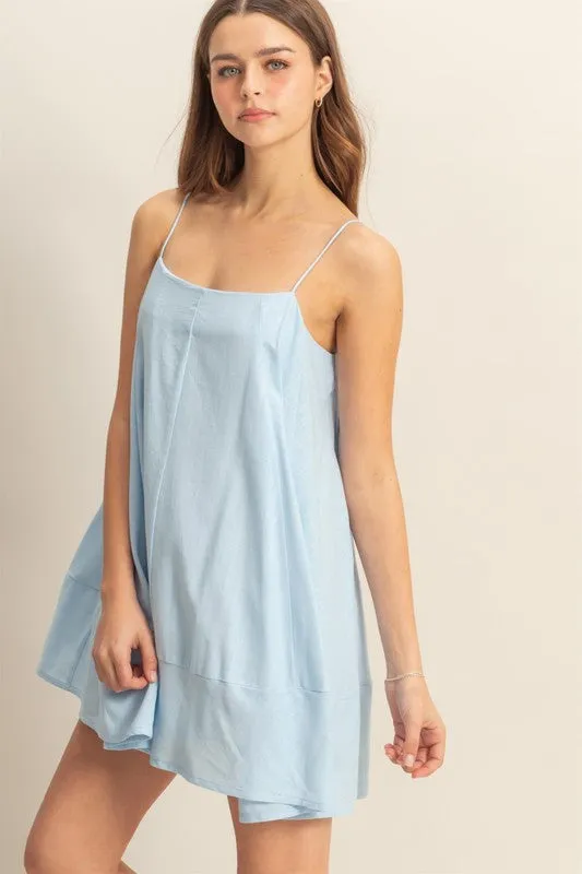 A-Line Flowy Mini Cami Dress with Pockets – Chic, Playful, and Practical for a Relaxed Summer Look with Flowy Design and Convenient Pockets
