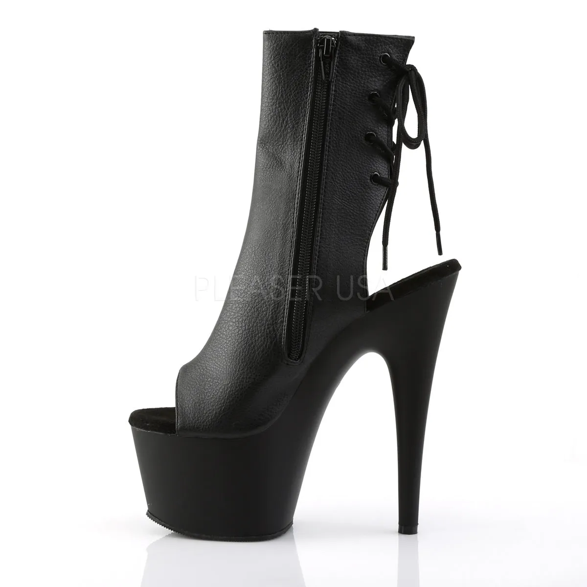ADORE-1018  Black Faux Leather/Black Matte