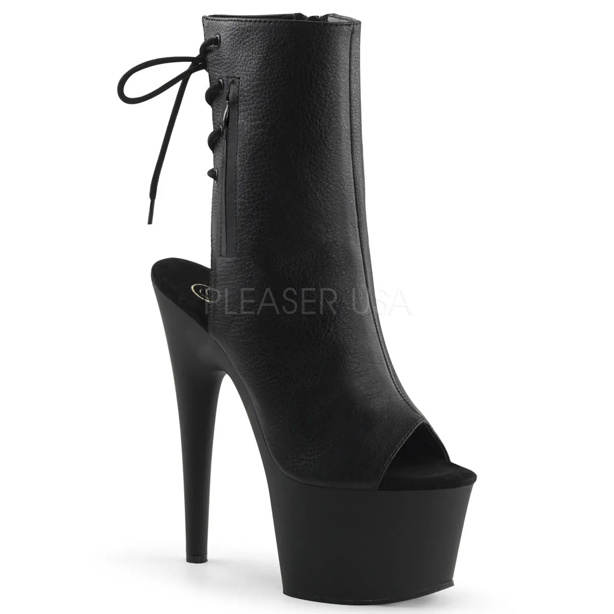 ADORE-1018  Black Faux Leather/Black Matte