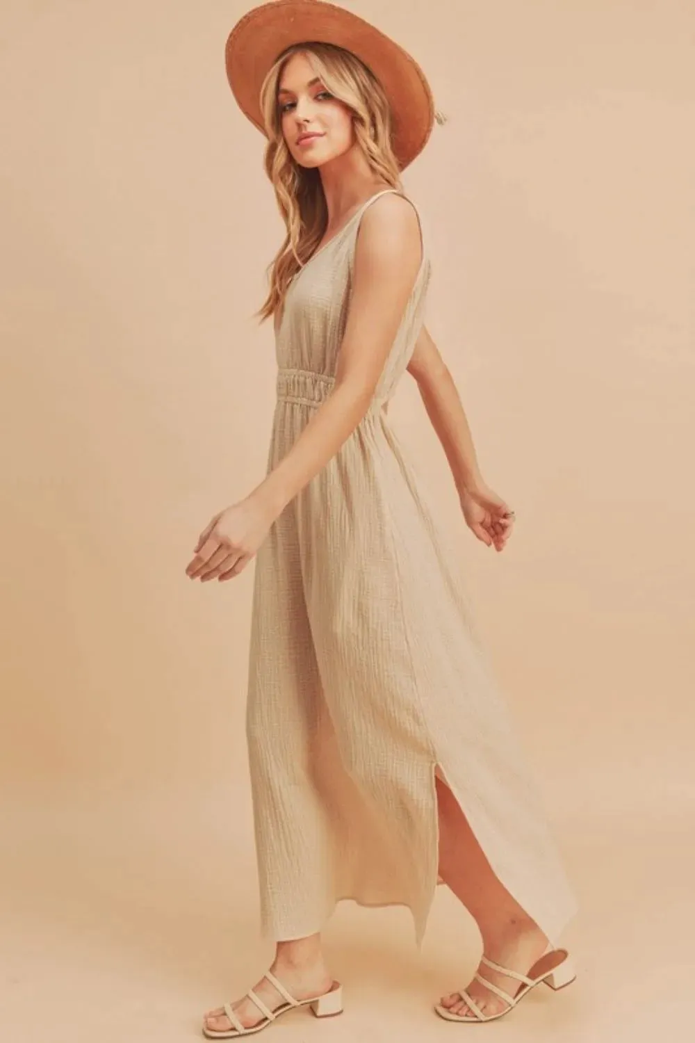 Aemi   Co Side Slit Round Neck Sleeveless Tank Dress