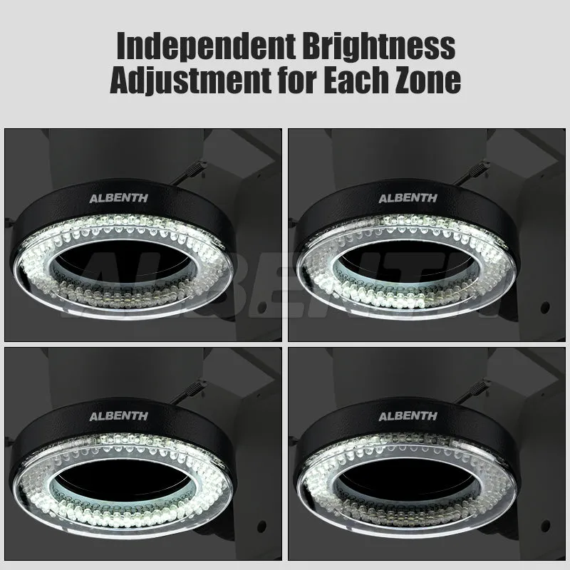 Albenth 144-LED Direction-Adjustable Microscope Ring Light with Adapter for Stereo Microscopes