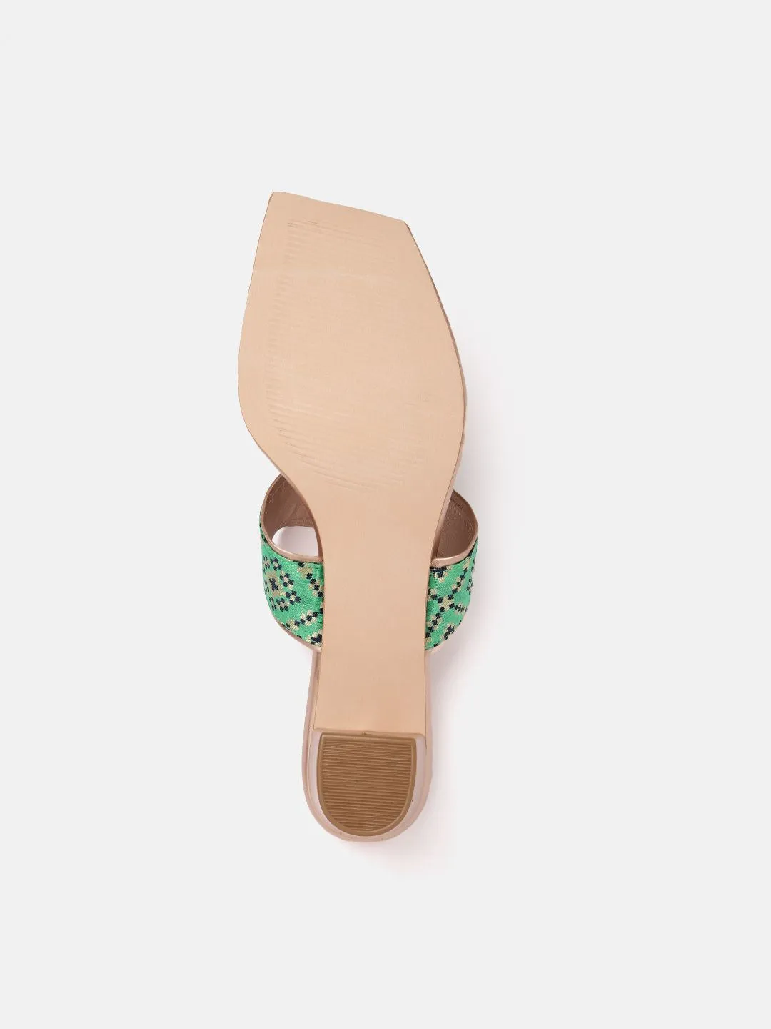 Anouk Women Ethnic Motifs Woven Design One-Toe Block Heels