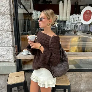 Asymmetrical Knit Top with Pleated Skirt