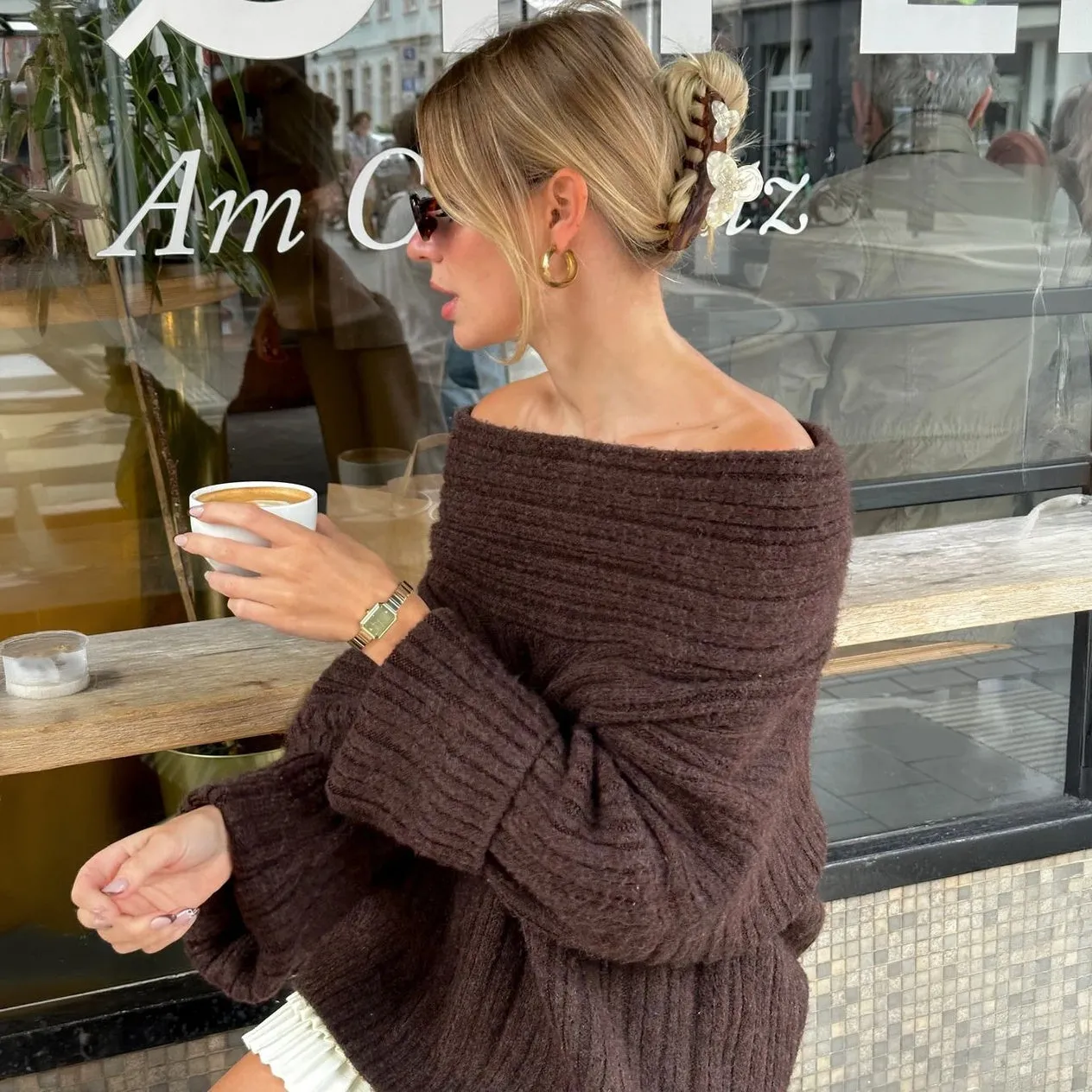 Asymmetrical Knit Top with Pleated Skirt