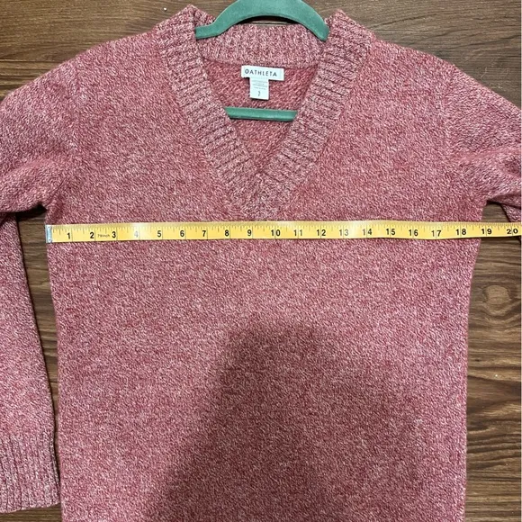 Athleta Vital V-Neck Tunic Wool Cashmere Sweater Maroon/ White Marl Size Small