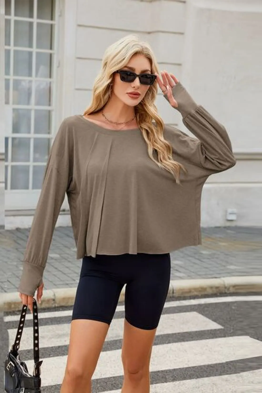 Backless Oversized Pullover with Thumbholes