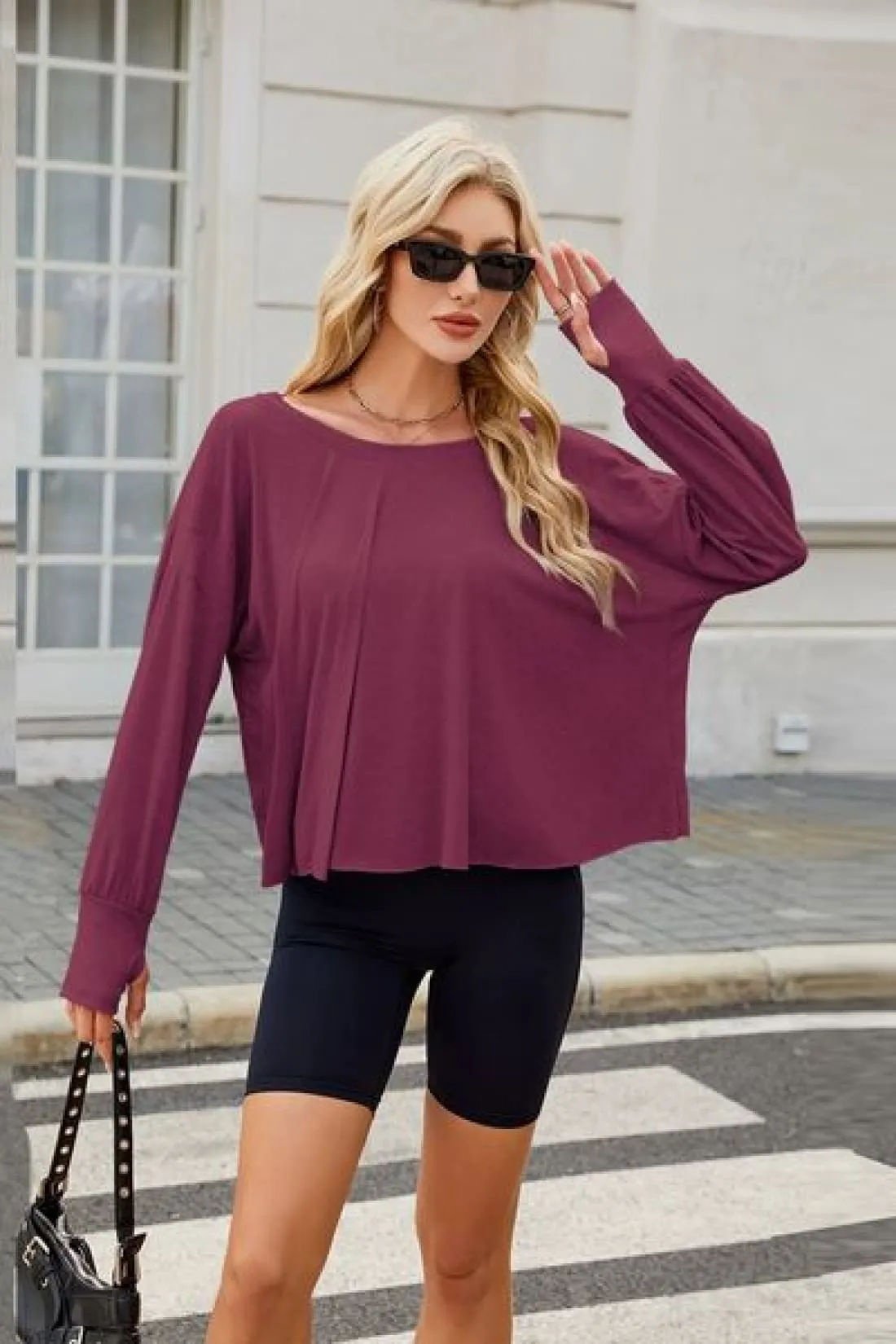 Backless Oversized Pullover with Thumbholes
