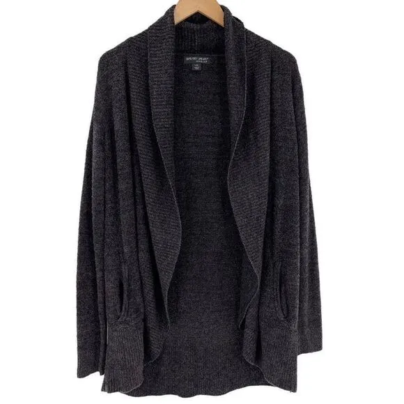 Barefoot Dreams Cozy Chic Lite Circle Cardi Sweater Charcoal Gray Women L/XL 452
