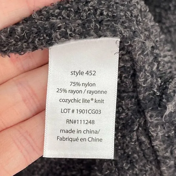 Barefoot Dreams Cozy Chic Lite Circle Cardi Sweater Charcoal Gray Women L/XL 452