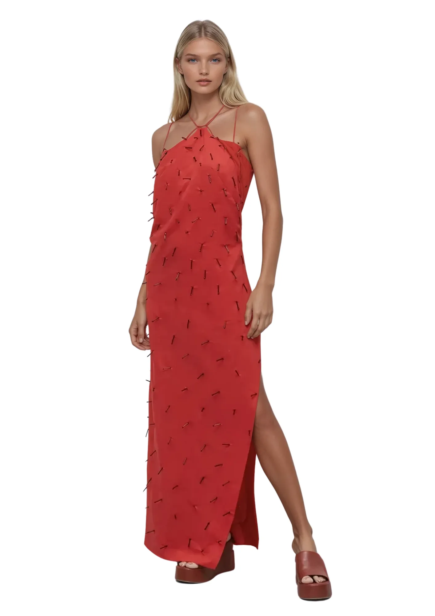 Beatriz Linen Dress with Beads - PREORDER