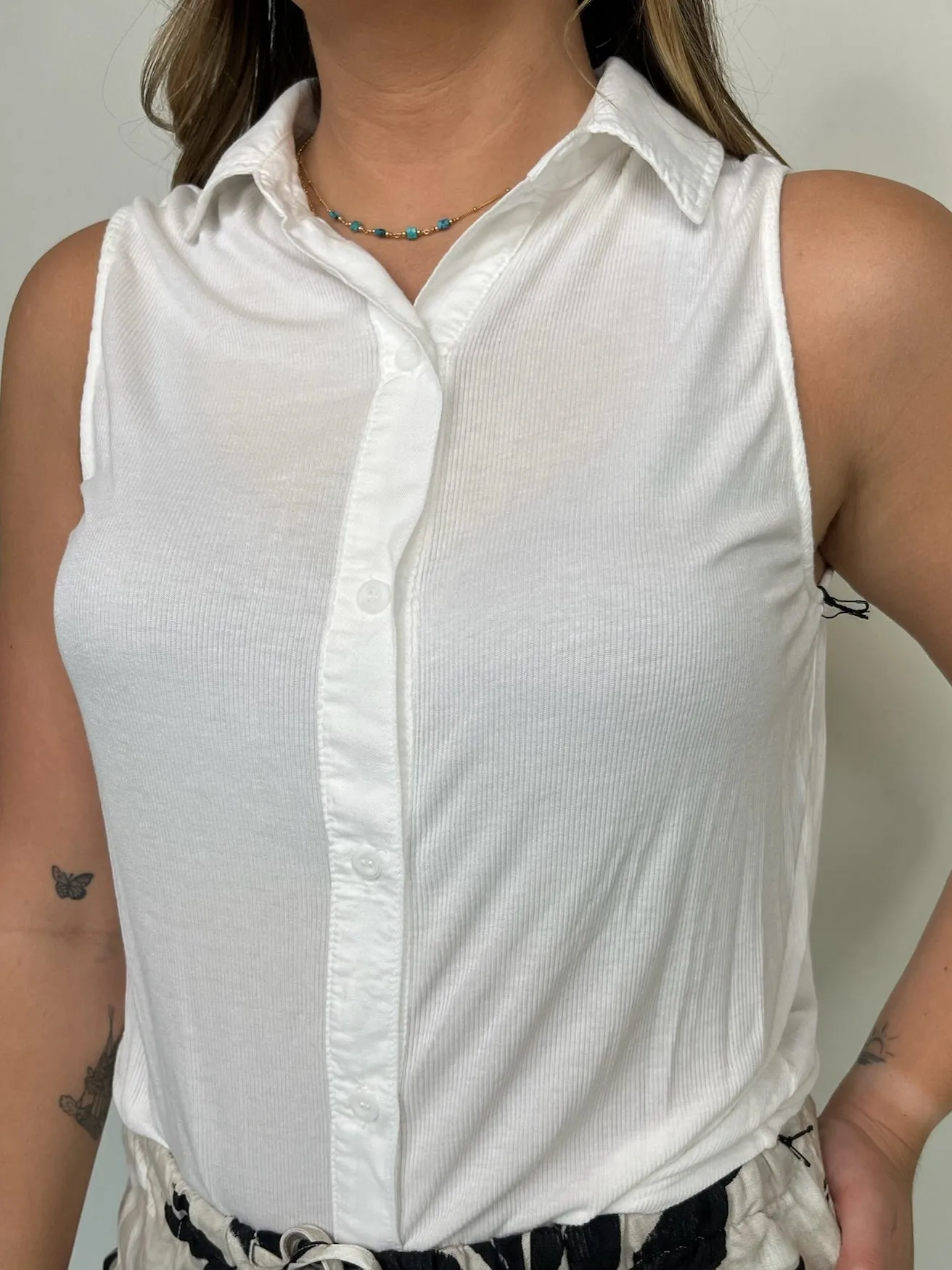 Bella Dahl Mixed Sleeveless Button Down