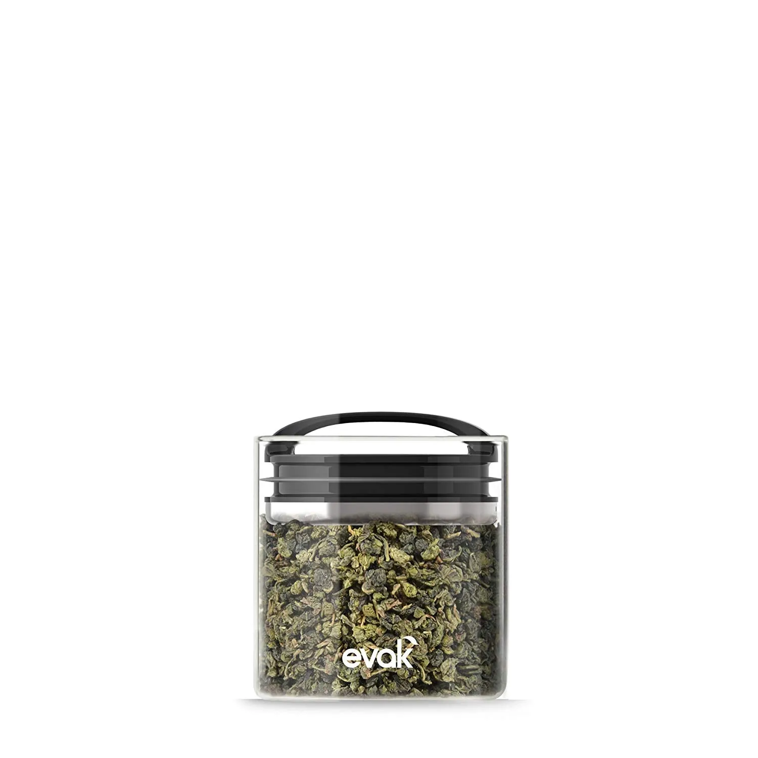 Best PREMIUM Airtight Storage Container for Coffee Beans, Tea and Dry Goods - EVAK - Innovation that Works by Prepara, Glass and Stainless, Compact White Gloss Handle, Small