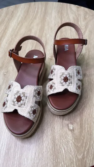 Bethany Crochet Sandals, Brown