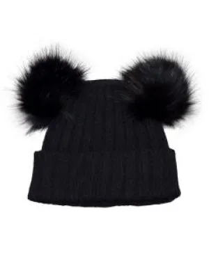 Black Double Pom Hat