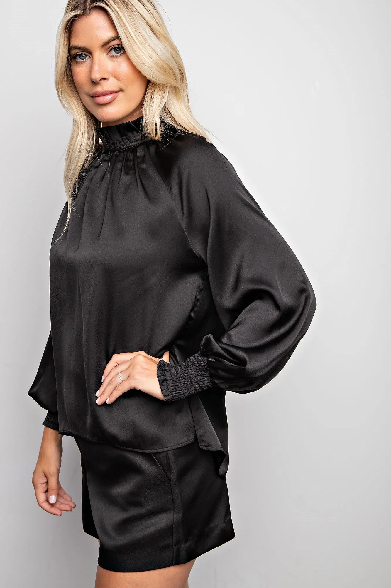 Black High Collar Blouse