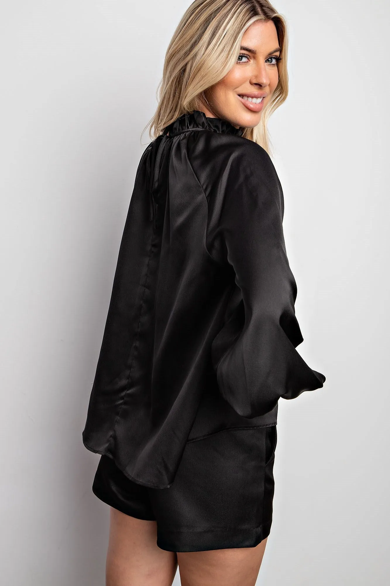 Black High Collar Blouse