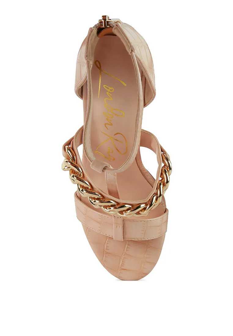 Bonita Metal Chain Zip Up Sandals