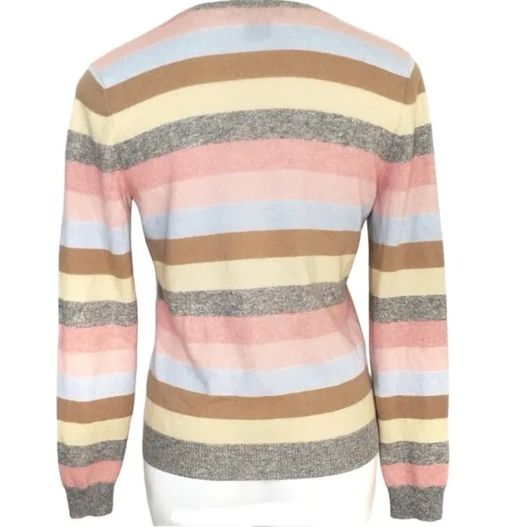Brooks Brothers Women’s V Neck Striped Cashmere Pullover Sweater size Medium