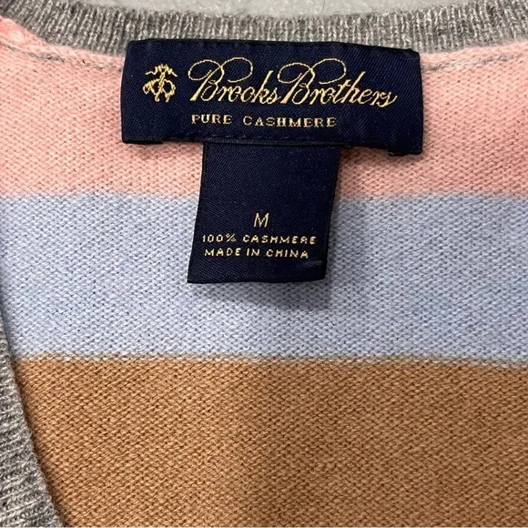 Brooks Brothers Women’s V Neck Striped Cashmere Pullover Sweater size Medium