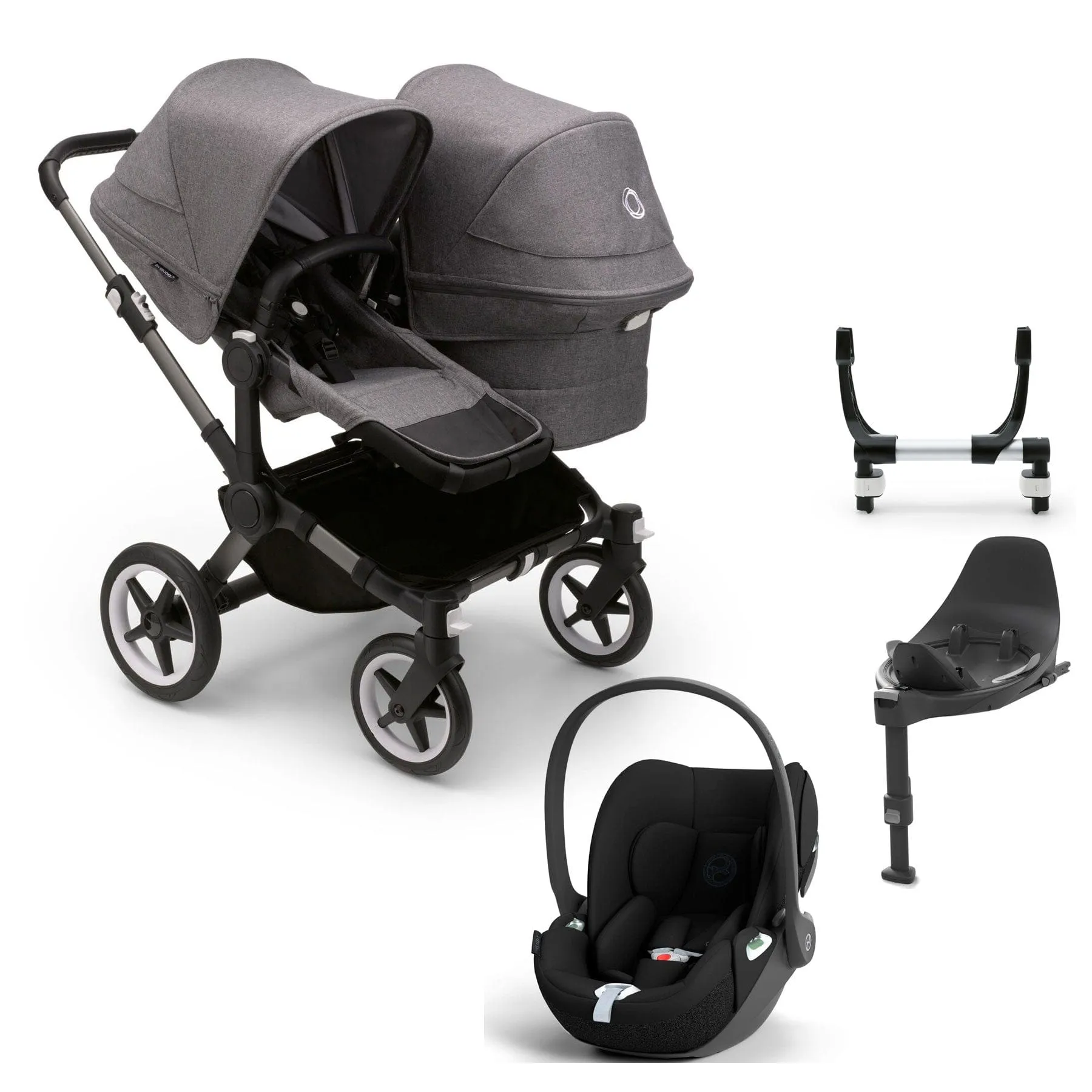 Bugaboo Donkey 5 Duo Complete Cloud T Travel System in Grey Mélange