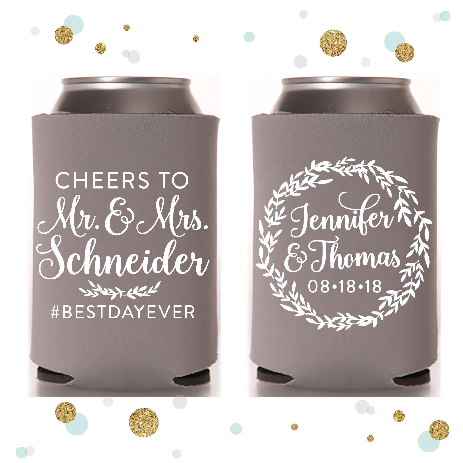 Cheers to the Mr and Mrs - Wedding Can Cooler #110R