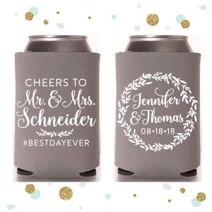 Cheers to the Mr and Mrs - Wedding Can Cooler #110R