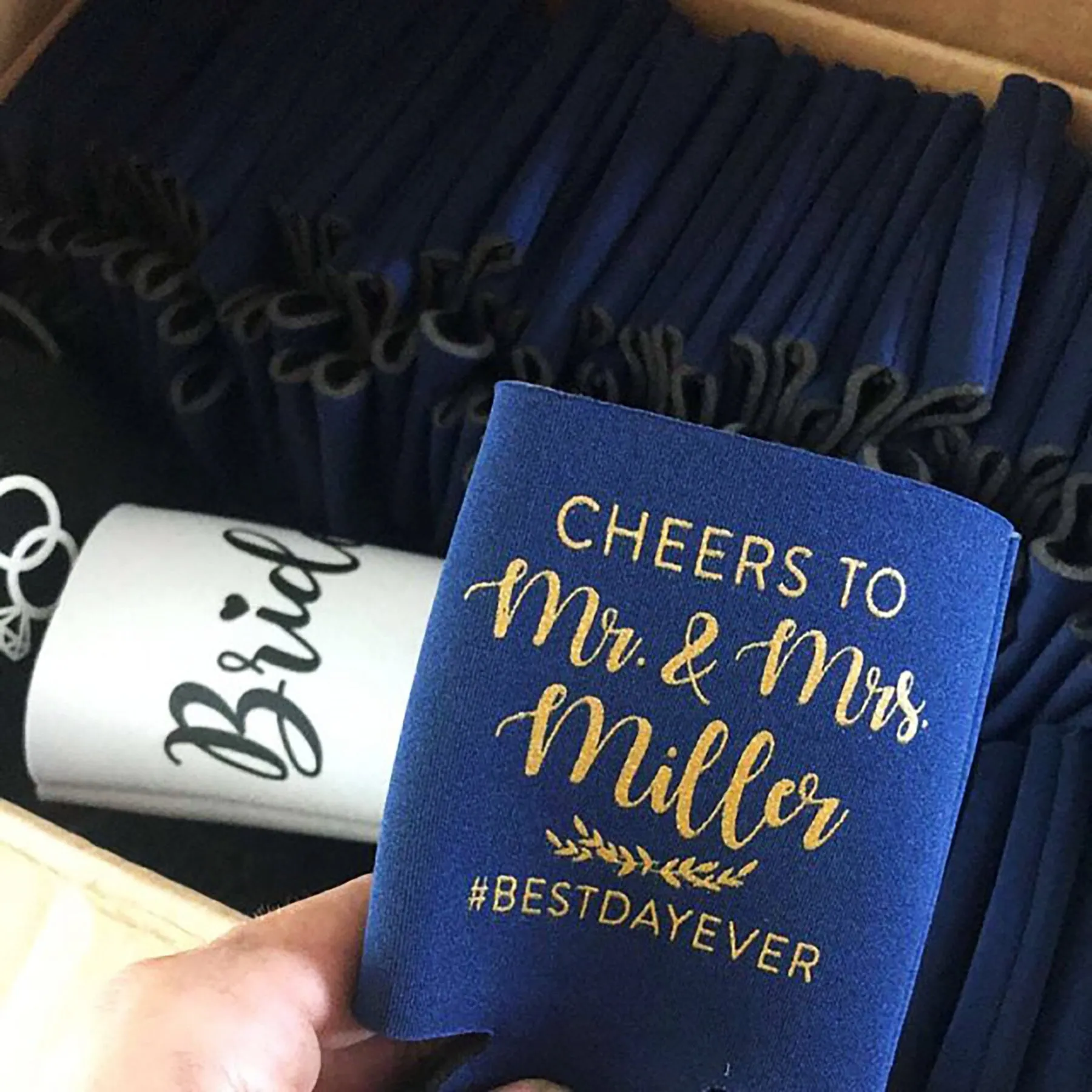 Cheers to the Mr and Mrs - Wedding Can Cooler #110R