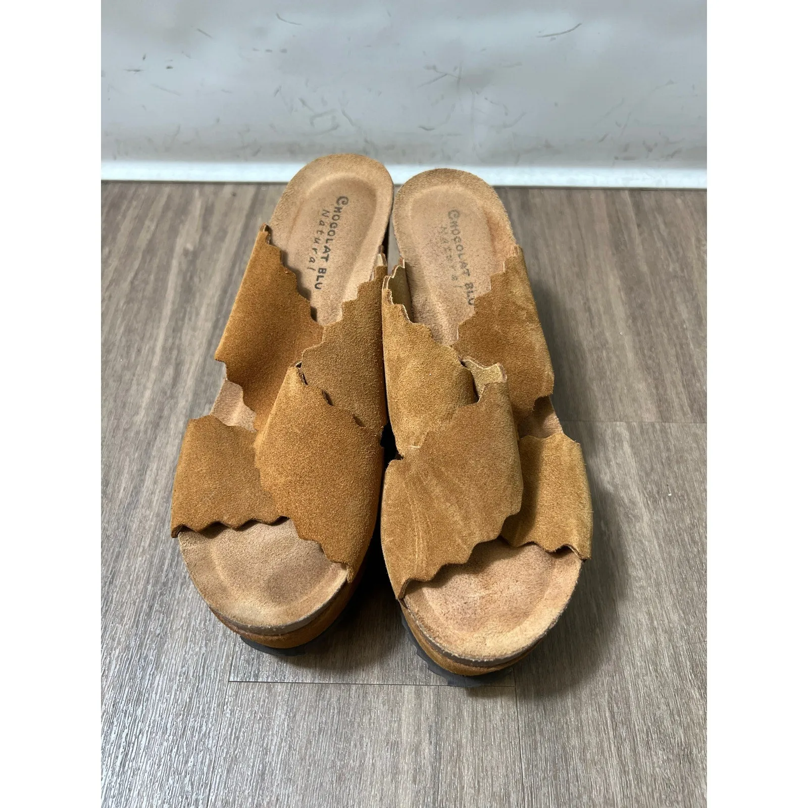 Chocolate Blu Platform Suede Sandals size 39 European 8.5 US