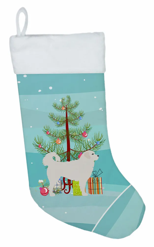 Christmas Tree and Dog on Christmas Stocking