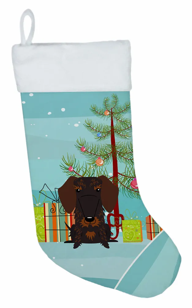 Christmas Tree and Dog on Christmas Stocking