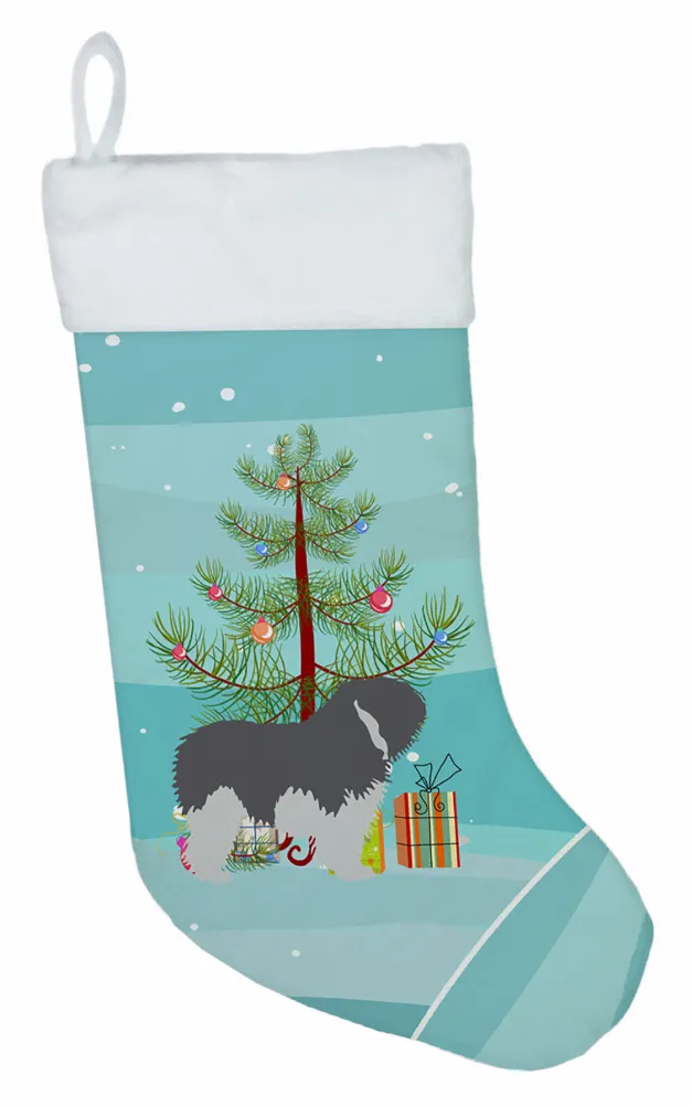 Christmas Tree and Dog on Christmas Stocking
