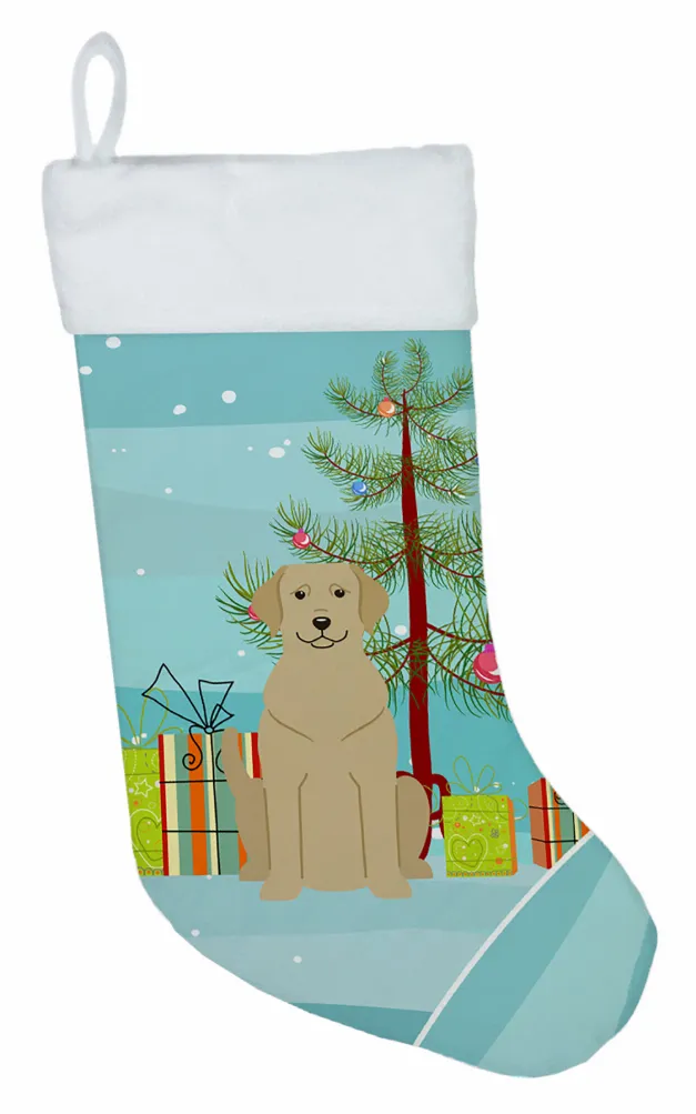 Christmas Tree and Dog on Christmas Stocking