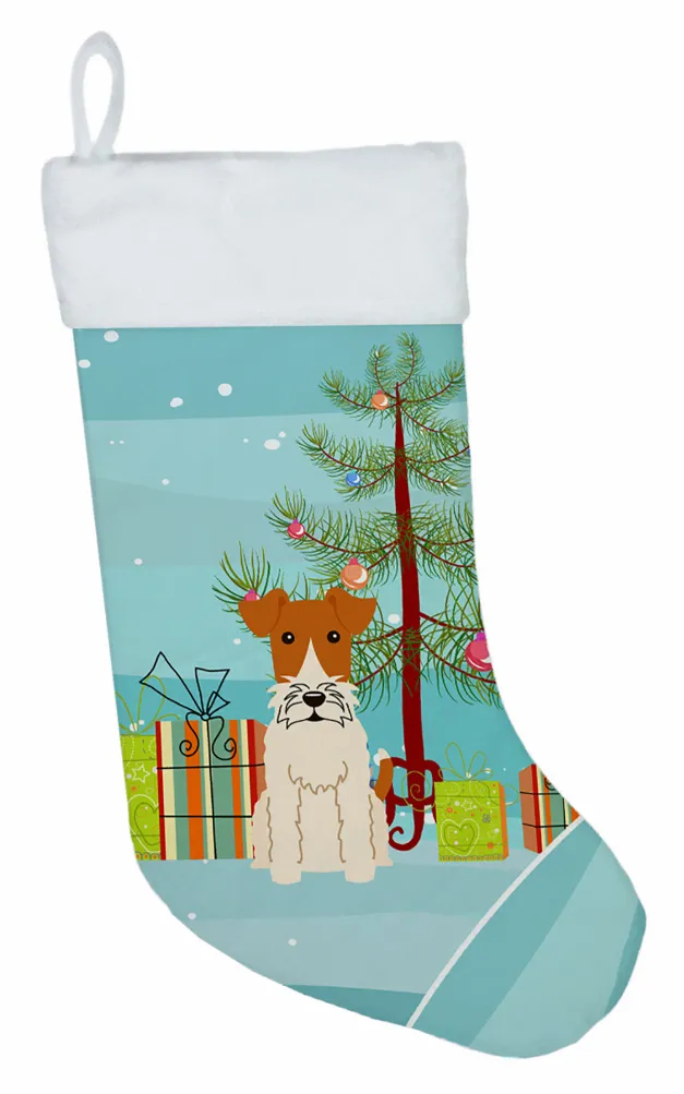 Christmas Tree and Dog on Christmas Stocking