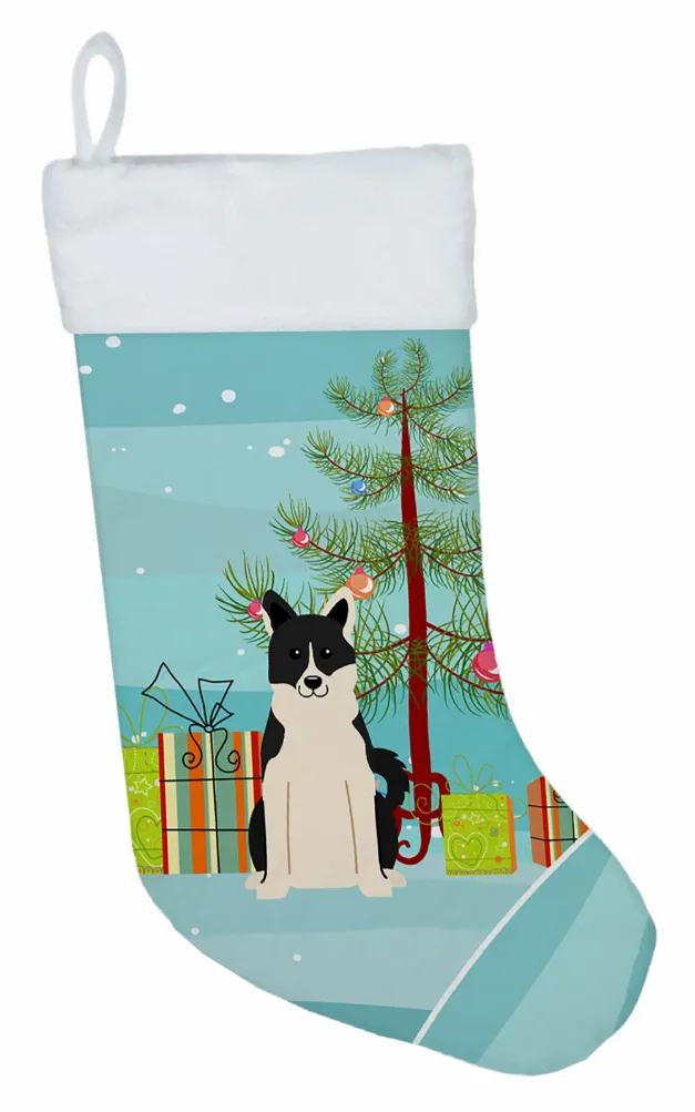 Christmas Tree and Dog on Christmas Stocking