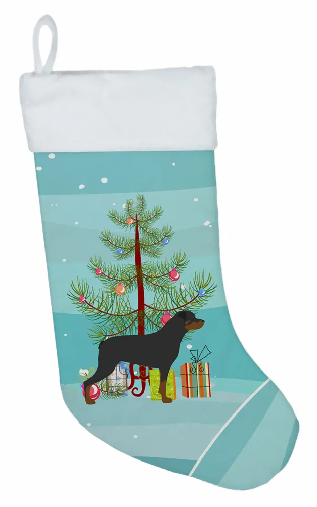 Christmas Tree and Dog on Christmas Stocking