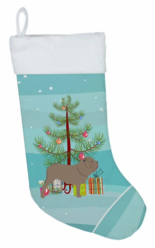Christmas Tree and Dog on Christmas Stocking