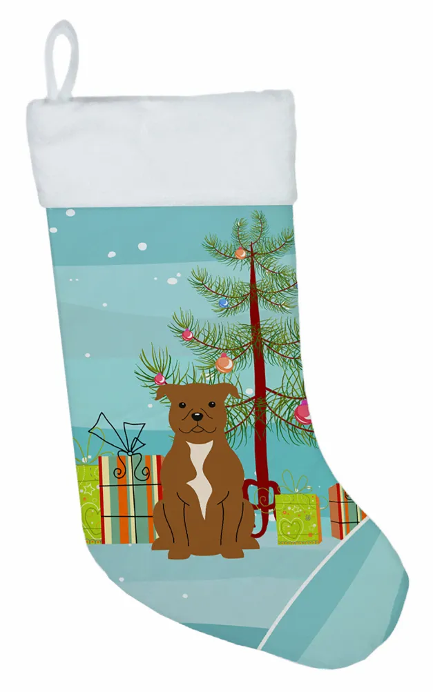Christmas Tree and Dog on Christmas Stocking