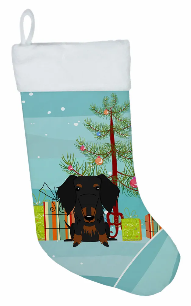 Christmas Tree and Dog on Christmas Stocking