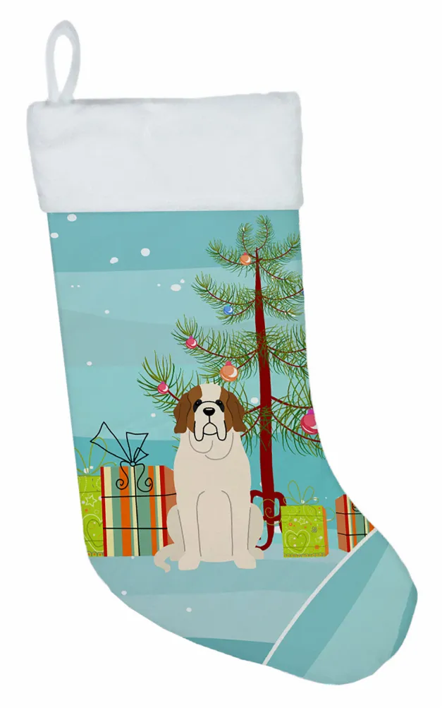 Christmas Tree and Dog on Christmas Stocking