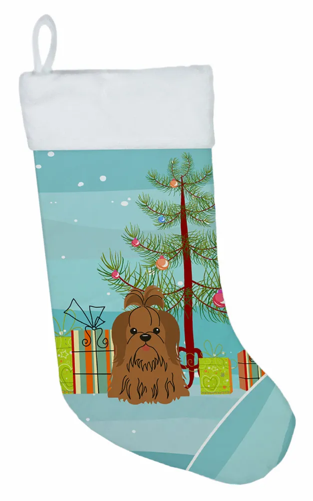Christmas Tree and Dog on Christmas Stocking