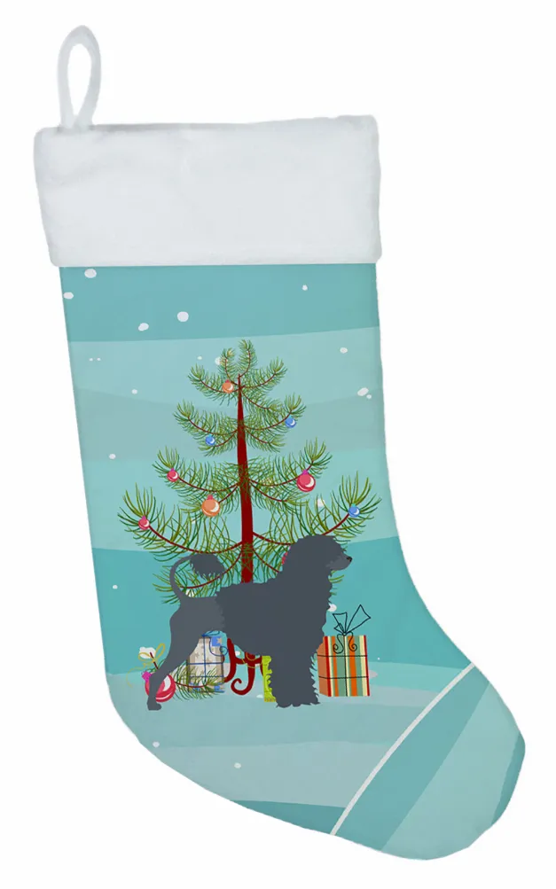 Christmas Tree and Dog on Christmas Stocking