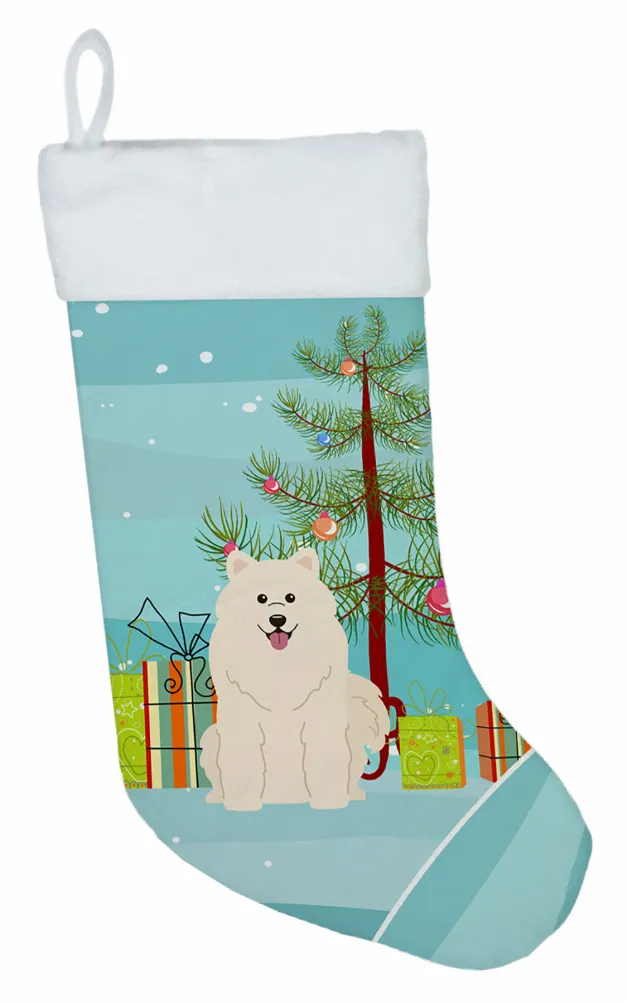 Christmas Tree and Dog on Christmas Stocking