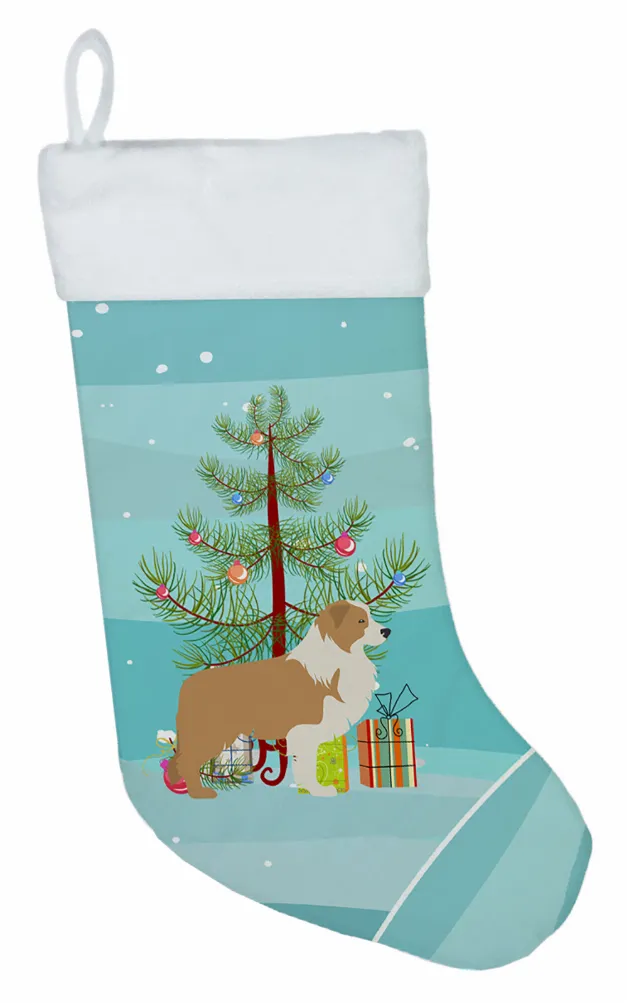 Christmas Tree and Dog on Christmas Stocking