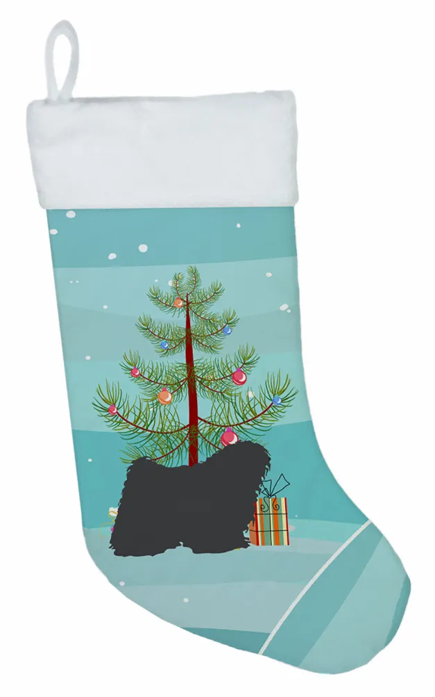 Christmas Tree and Dog on Christmas Stocking